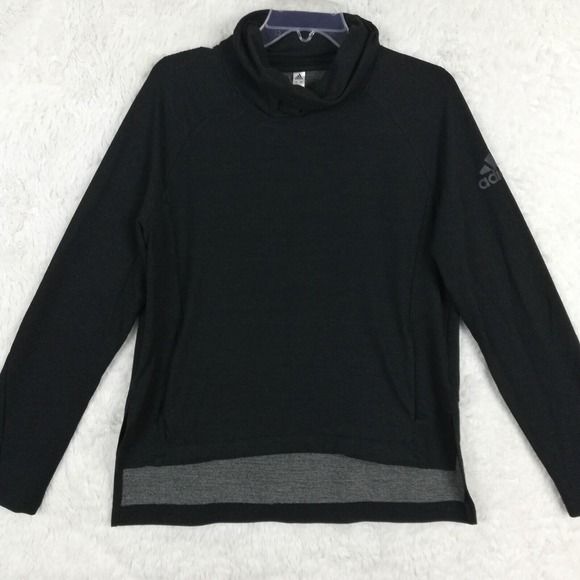 Adidas Womens Sweatshirt Designed2Train Black Climalite Turtleneck‎ Athleisure L - Picture 1 of 13